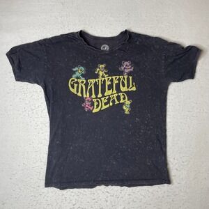 Grateful Dead Dancing Bears Graphic T-Shirt Mens Medium Black Acid Wash 2022 GDP